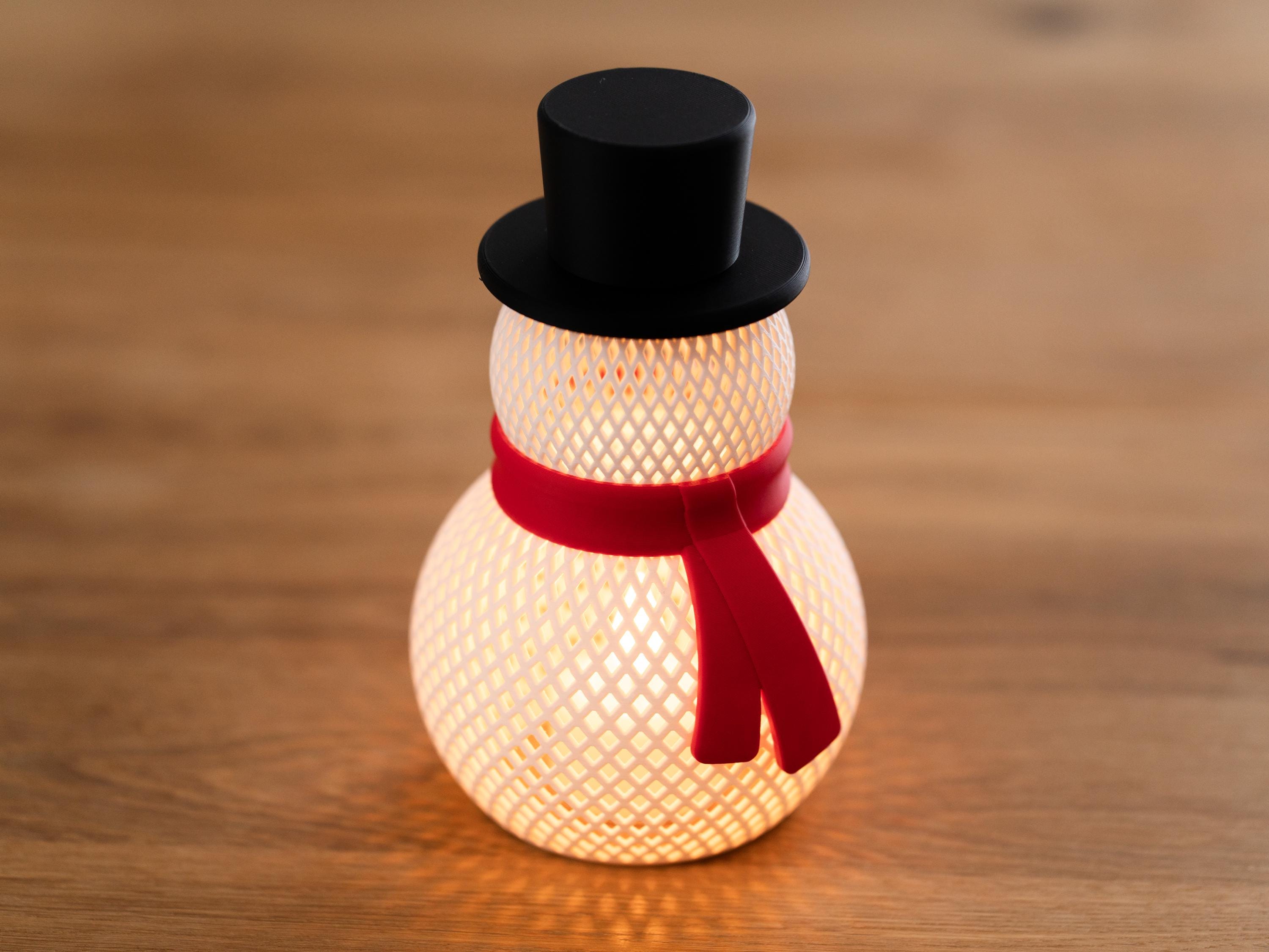 3D-printed snowman tealight lantern – Christmas decoration – LED candle holder – winter table decoration – handmade gift